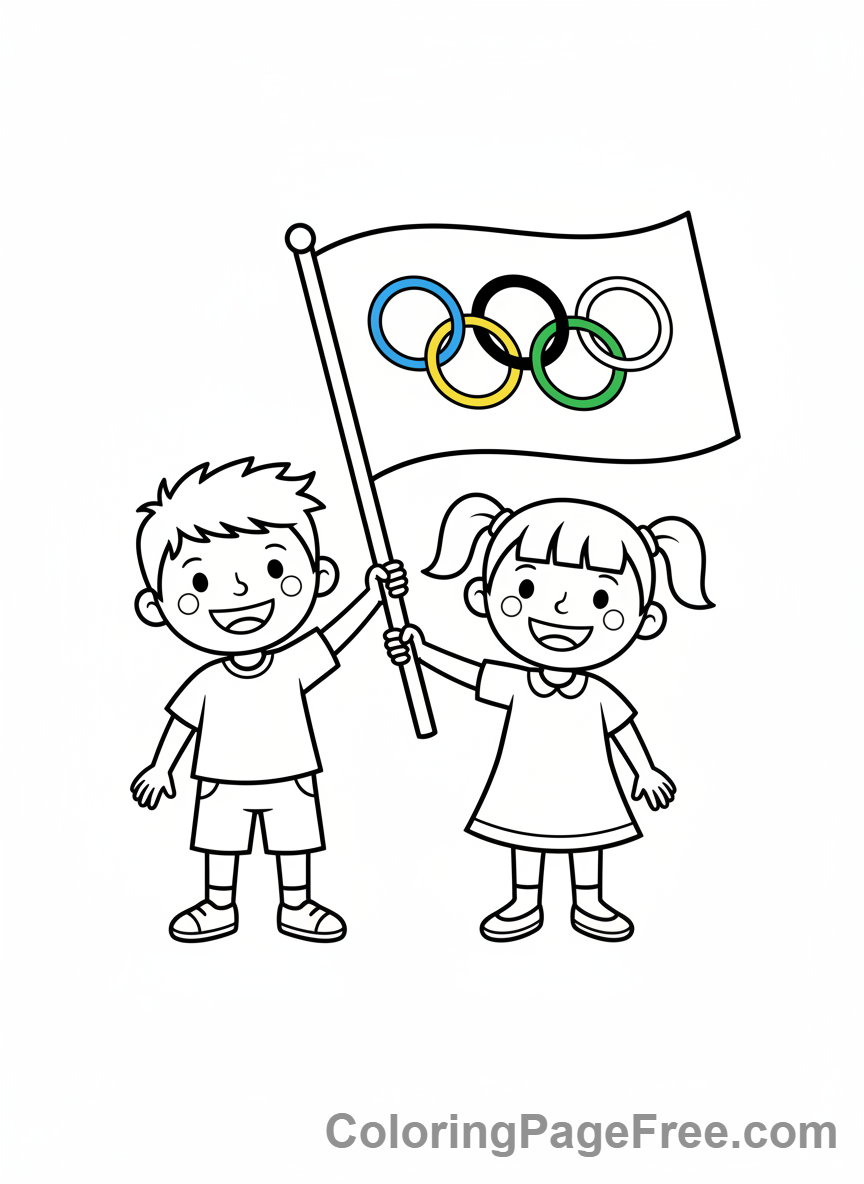 Olympics coloring page - Kids Olympic flag