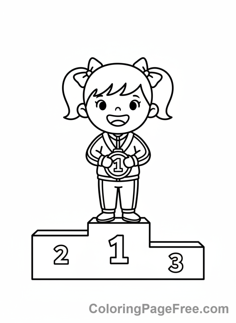 Olympics coloring page - Medal podium winner