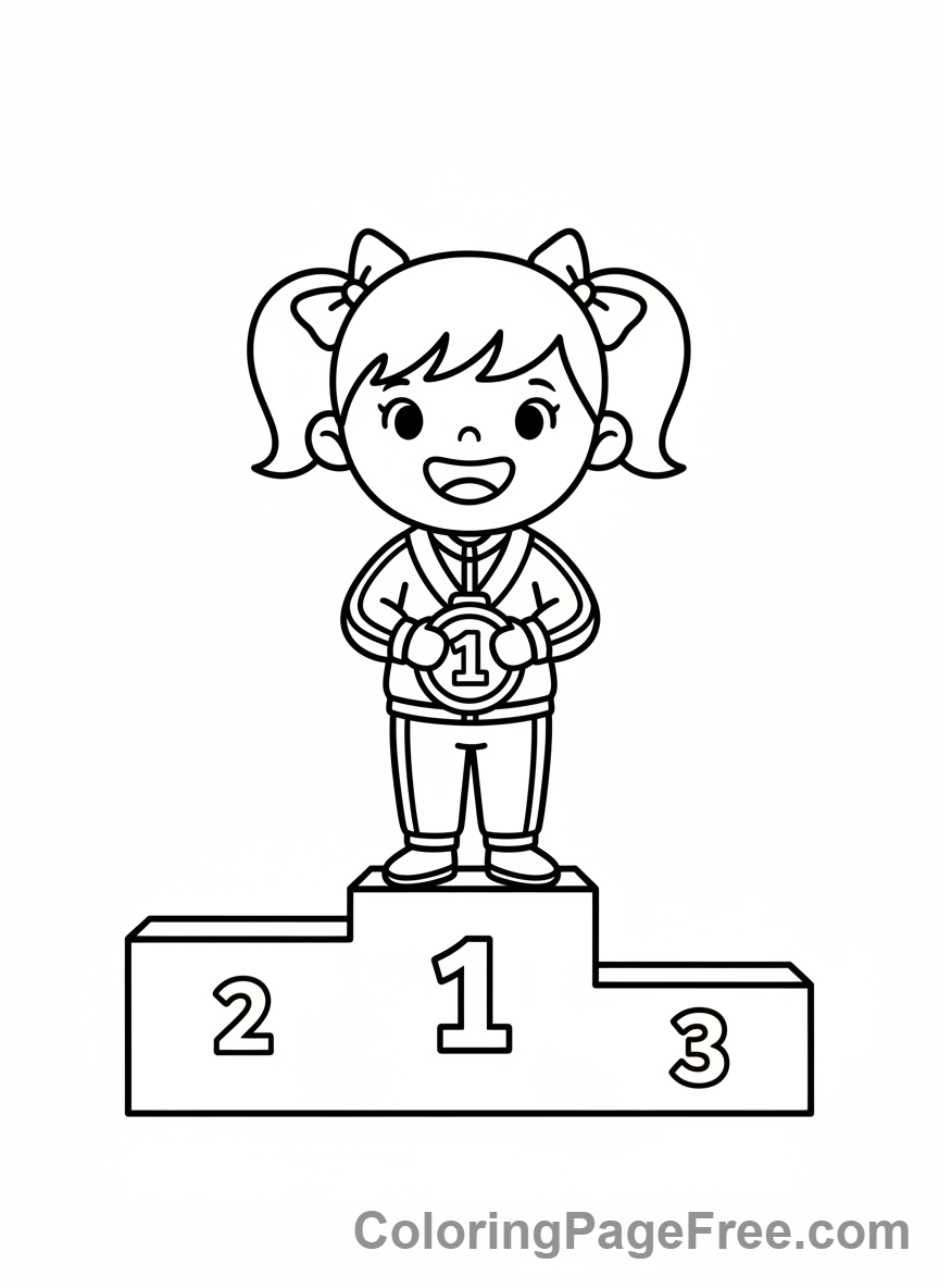 Olympics coloring page - Medal podium winner