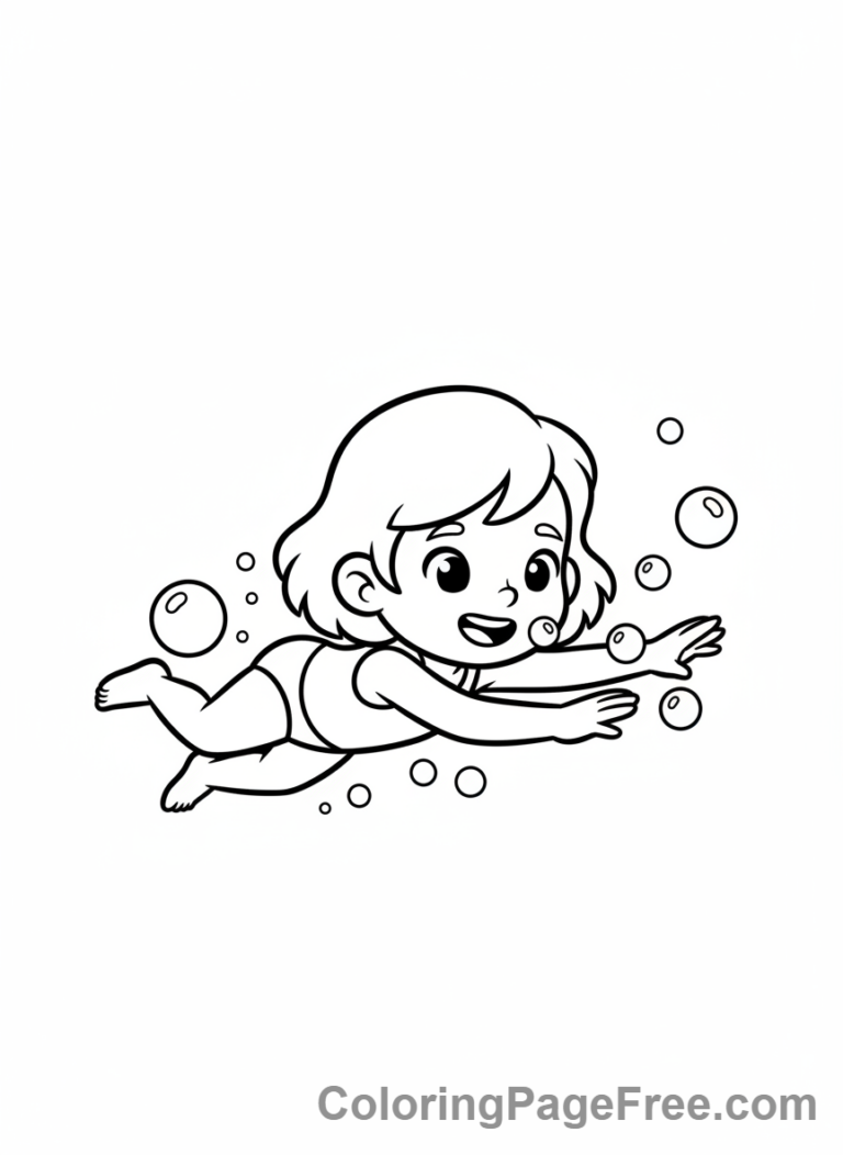 Olympics coloring page - Swimmer underwater view