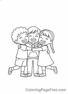 Olympics coloring page - Team friends celebration
