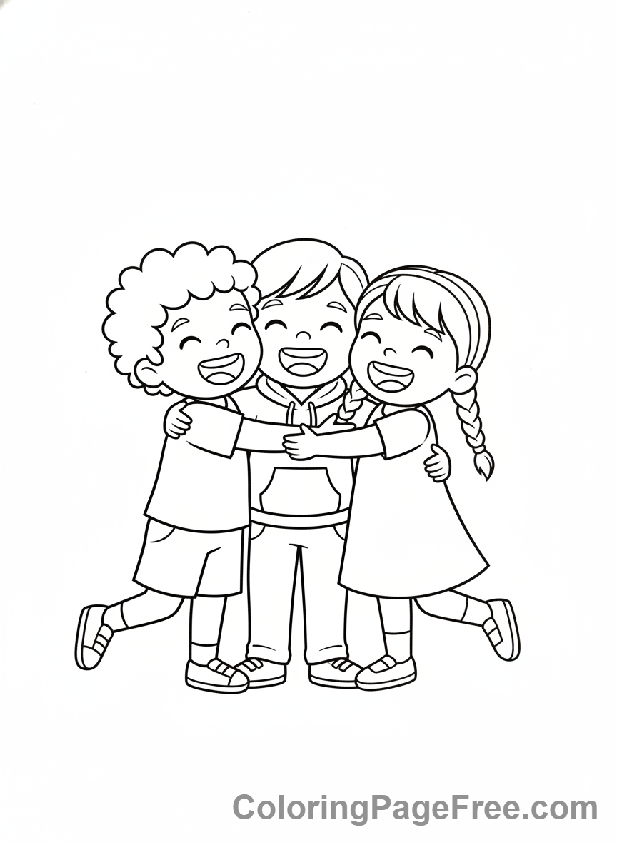 Olympics coloring page - Team friends celebration