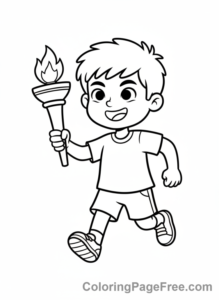 Olympics coloring page - Torchbearer child running