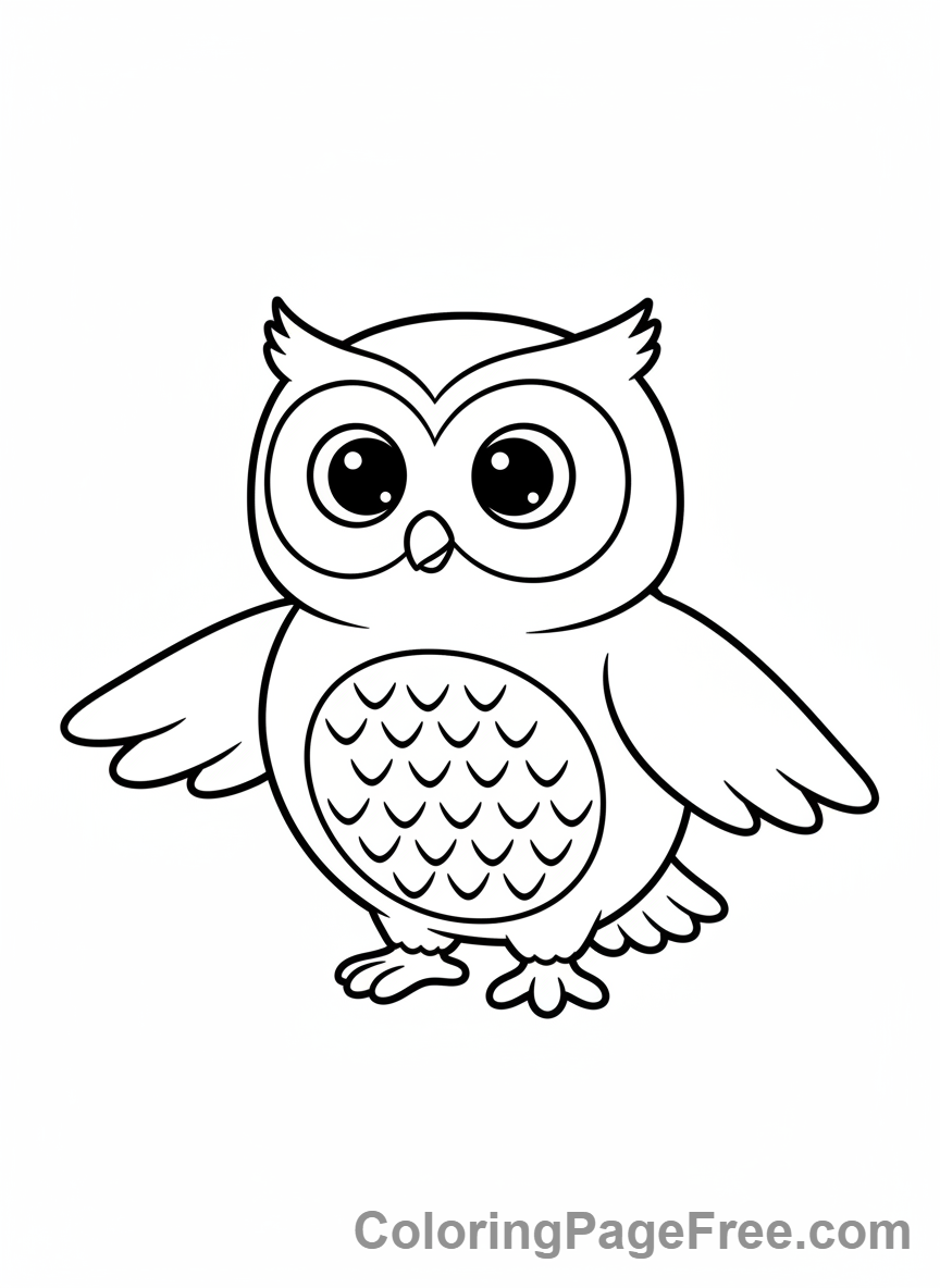 Owl coloring page - Cartoon owl cute