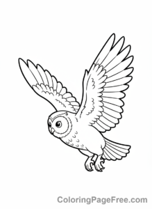 Owl coloring page - Owl flying graceful