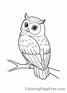 Owl coloring page - Owl looking back