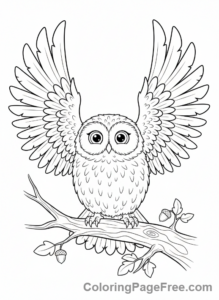 Owl coloring page - Owl stretching wings