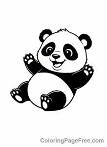 Panda coloring page - Baby panda playing