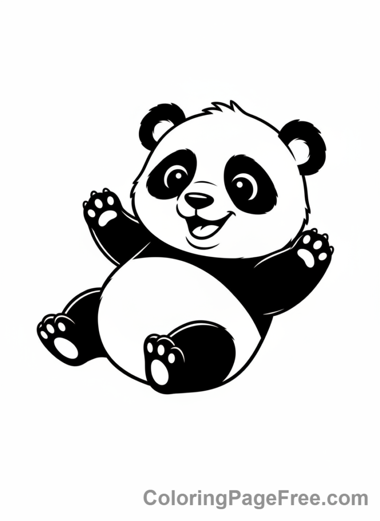 Panda coloring page - Baby panda playing
