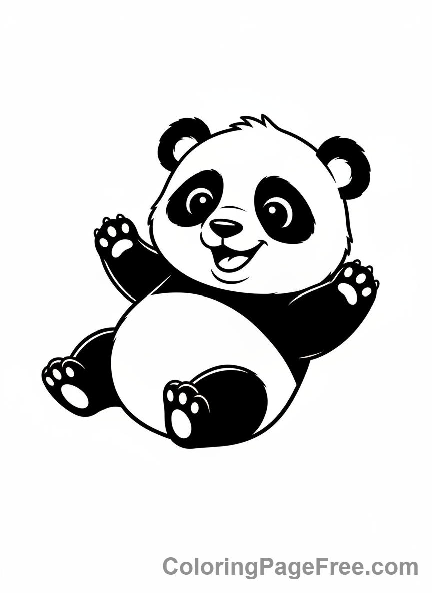 Panda coloring page - Baby panda playing