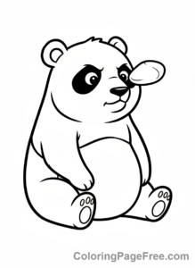 Panda coloring page - Panda balancing rock
