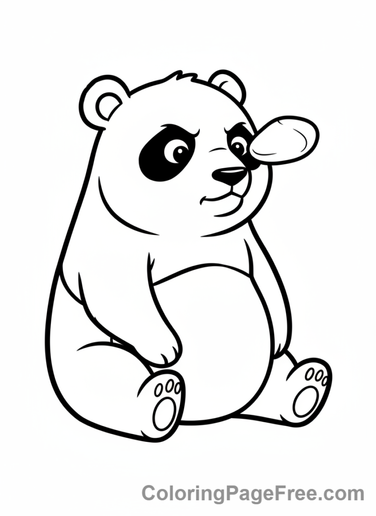 Panda coloring page - Panda balancing rock