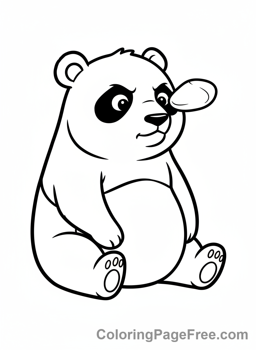 Zen Panda Balancing on a Rock Coloring Page