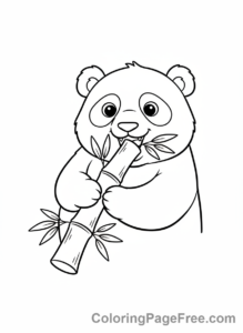 Panda coloring page - Panda eating bamboo