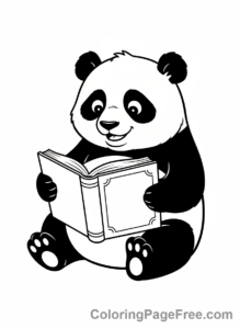 Panda coloring page - Panda reading book