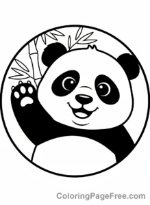 Panda coloring page - Panda waving hello