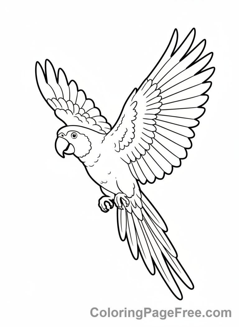 Parrot coloring page - Flying parrot