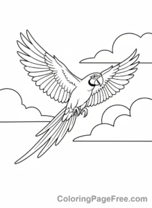 Parrot coloring page - Macaw flying high