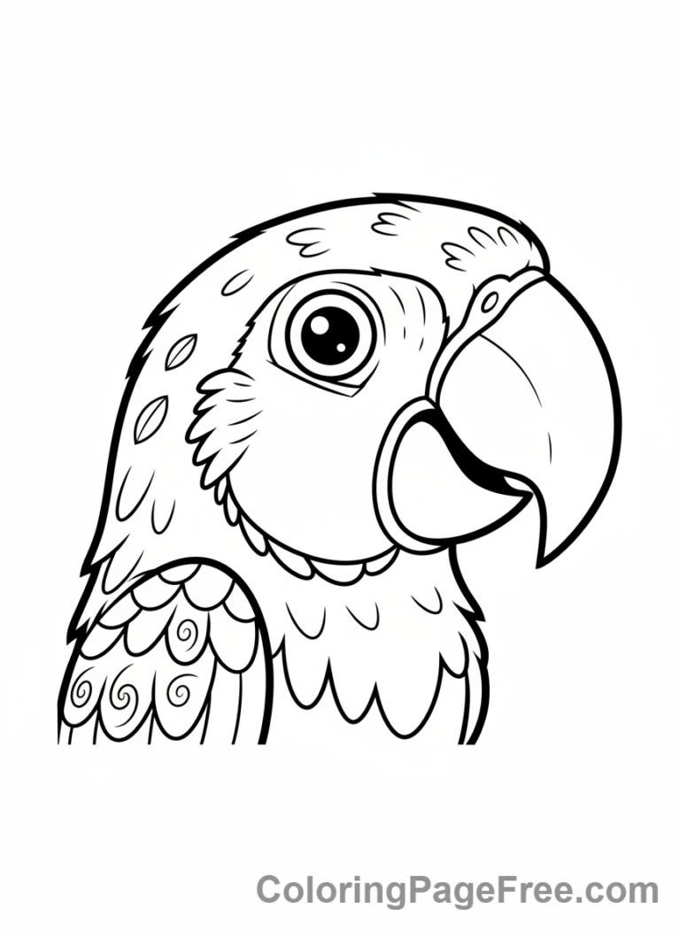 Parrot coloring page - Parrot head close-up