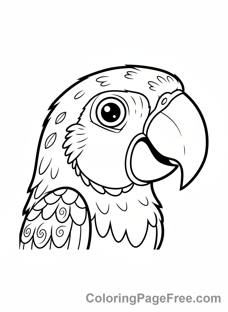 Parrot coloring page - Parrot head close-up