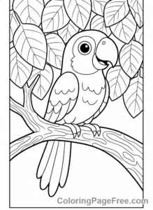 Parrot coloring page - Parrot on branch