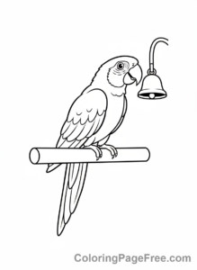 Parrot coloring page - Parrot playing bell