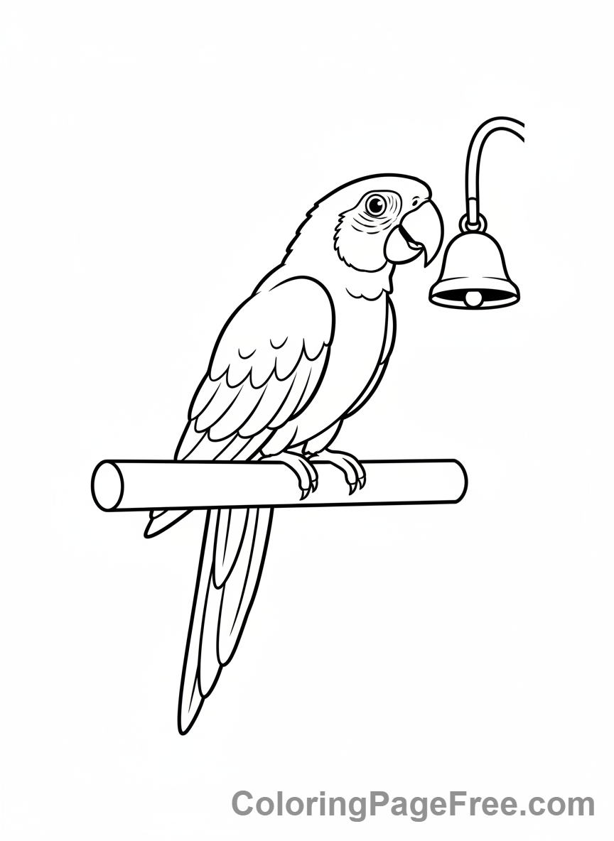 Parrot coloring page - Parrot playing bell