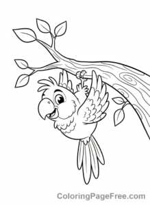 Parrot coloring page - Parrot upside down