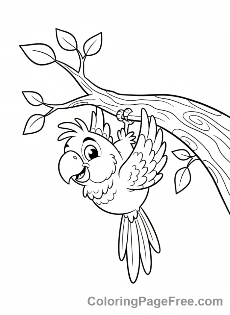 Parrot coloring page - Parrot upside down