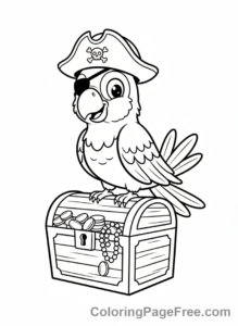 Parrot coloring page - Pirate parrot hat