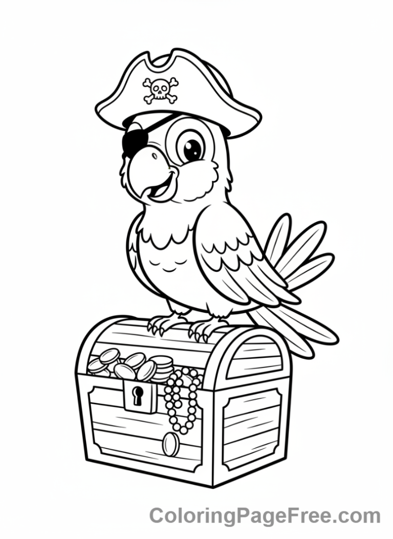 Parrot coloring page - Pirate parrot hat