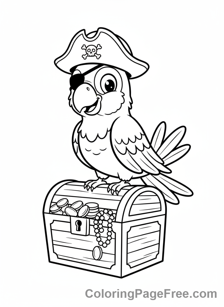 Parrot coloring page - Pirate parrot hat
