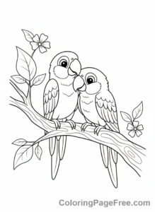 Parrot coloring page - Two parrots together