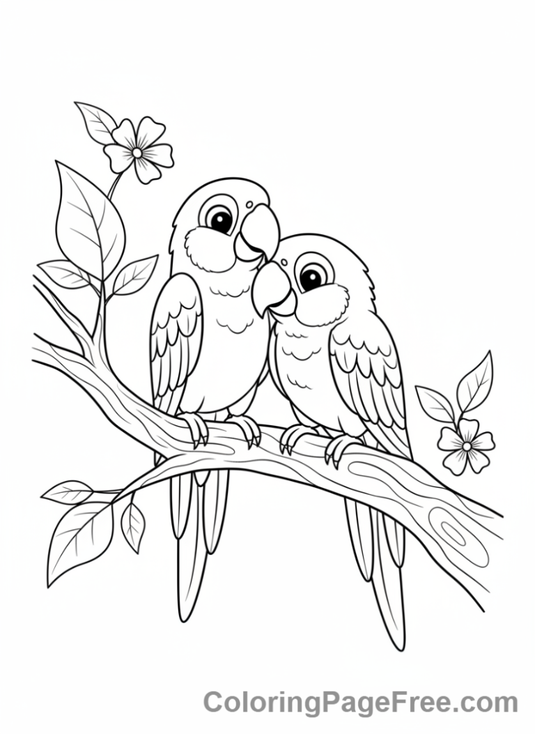 Parrot coloring page - Two parrots together