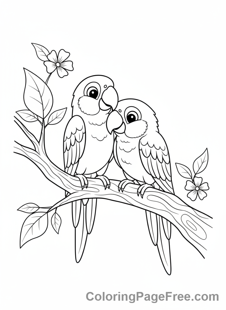 Parrot coloring page - Two parrots together