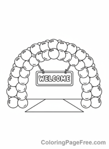 Party coloring page - Balloon arch entrance