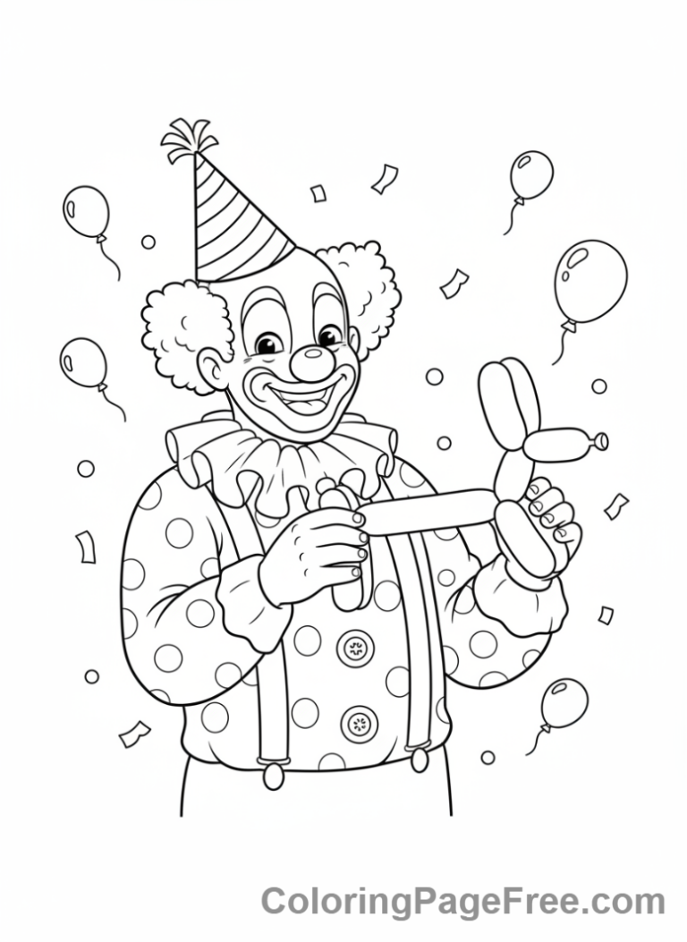 Party coloring page - Clown making balloon