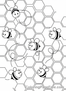 Patterns coloring page - Honeycomb Bee Pattern