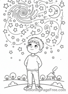 Patterns coloring page - Starry Night Sky