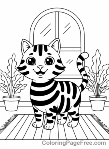 Patterns coloring page - Striped Cat Full Body