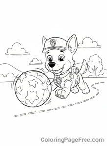 Paw Patrol coloring page - Chase chasing ball