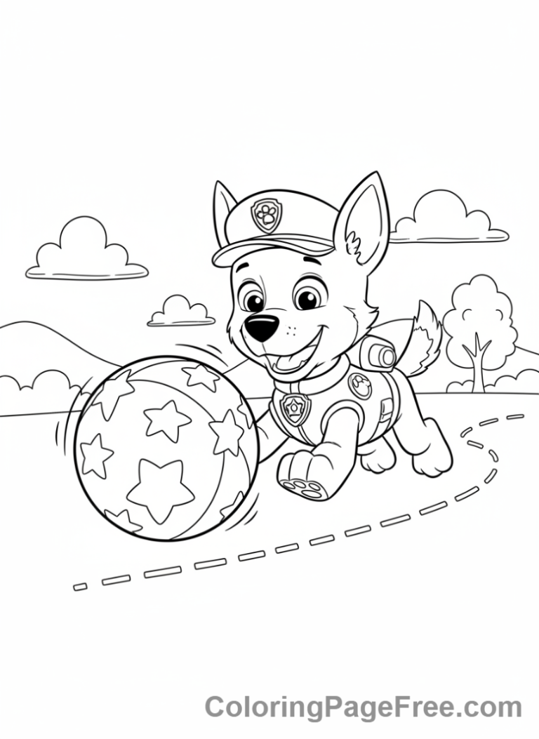 Paw Patrol coloring page - Chase chasing ball