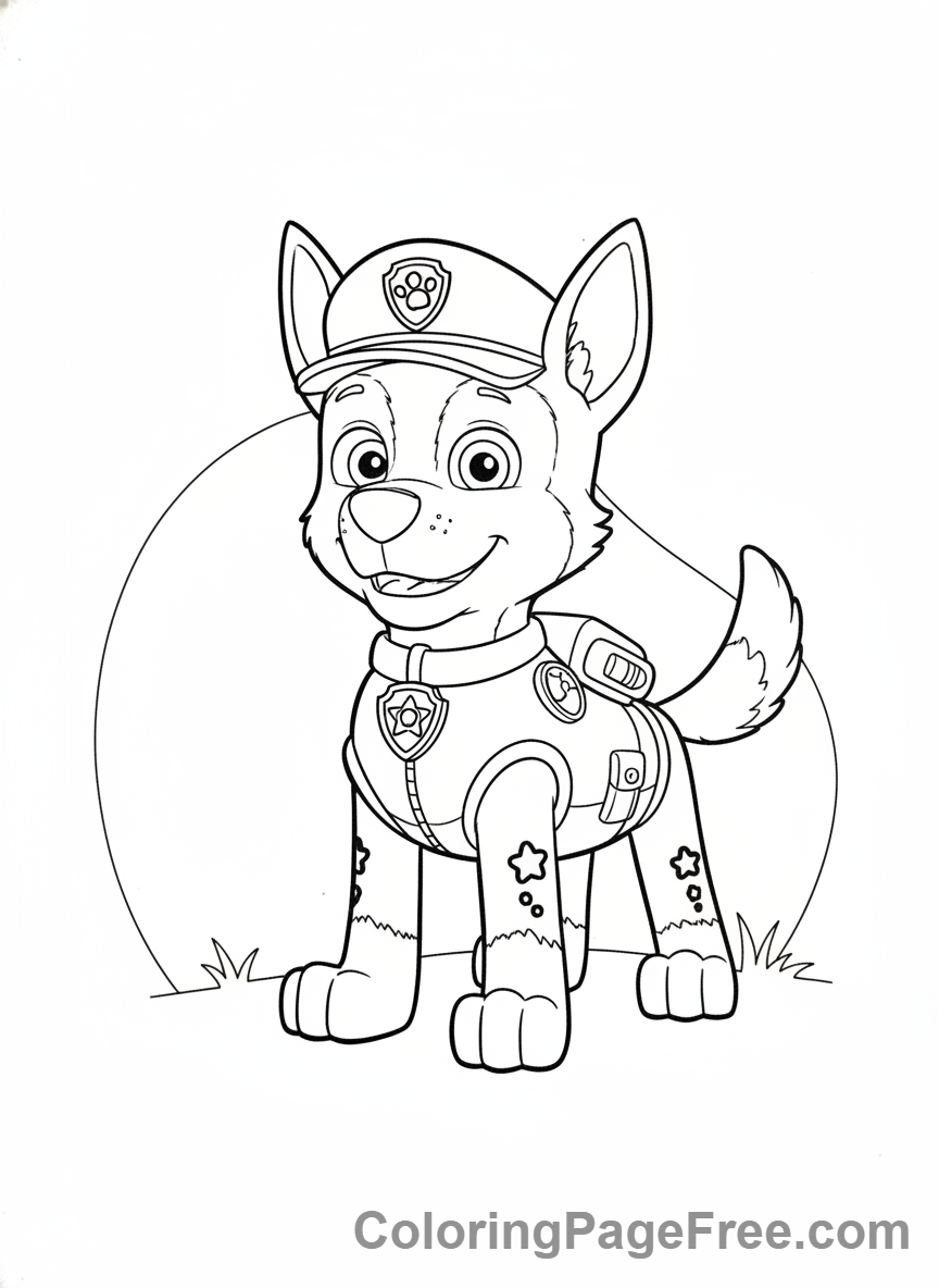 Paw Patrol coloring page - Chase standing proud