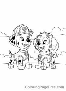 Paw Patrol coloring page - Marshall Skye laughing
