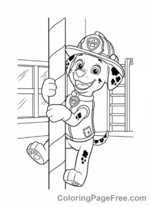 Paw Patrol coloring page - Marshall sliding firepole