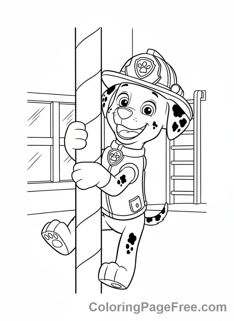 Paw Patrol coloring page - Marshall sliding firepole