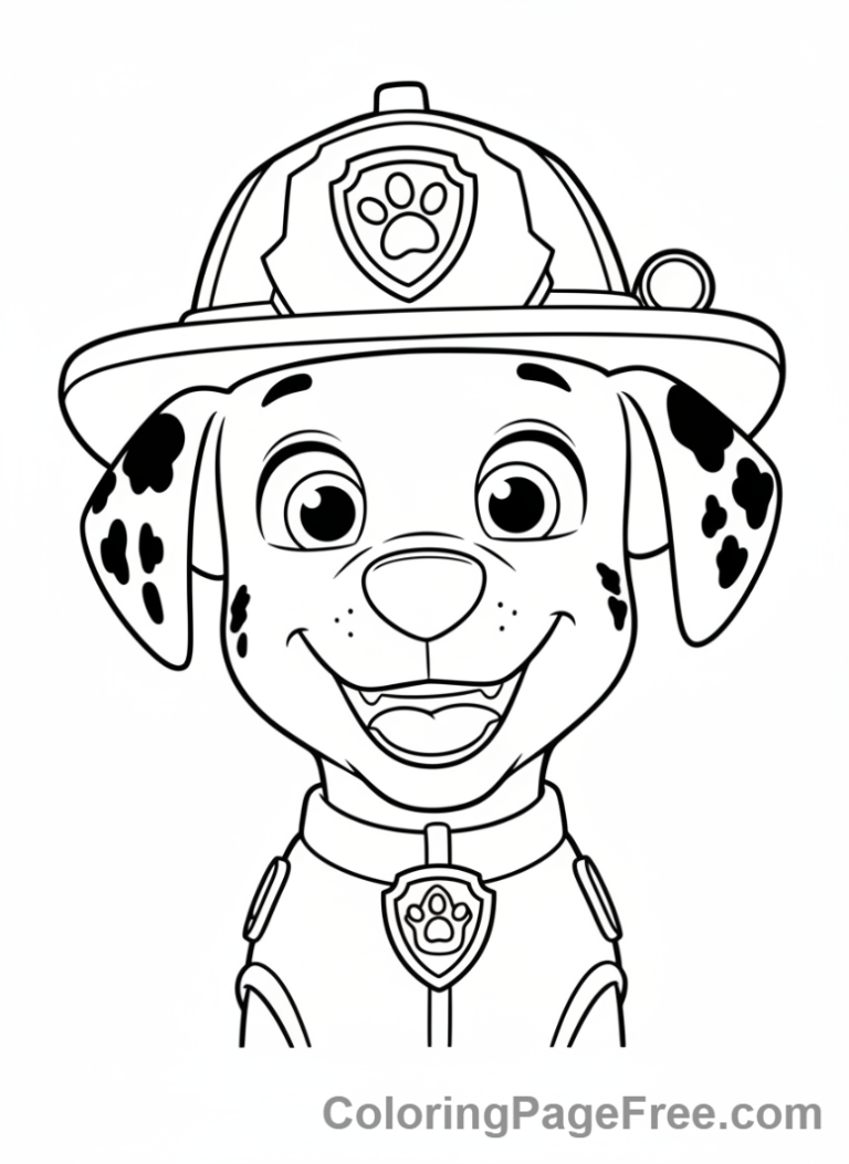 Paw Patrol coloring page - Marshall smiling happily