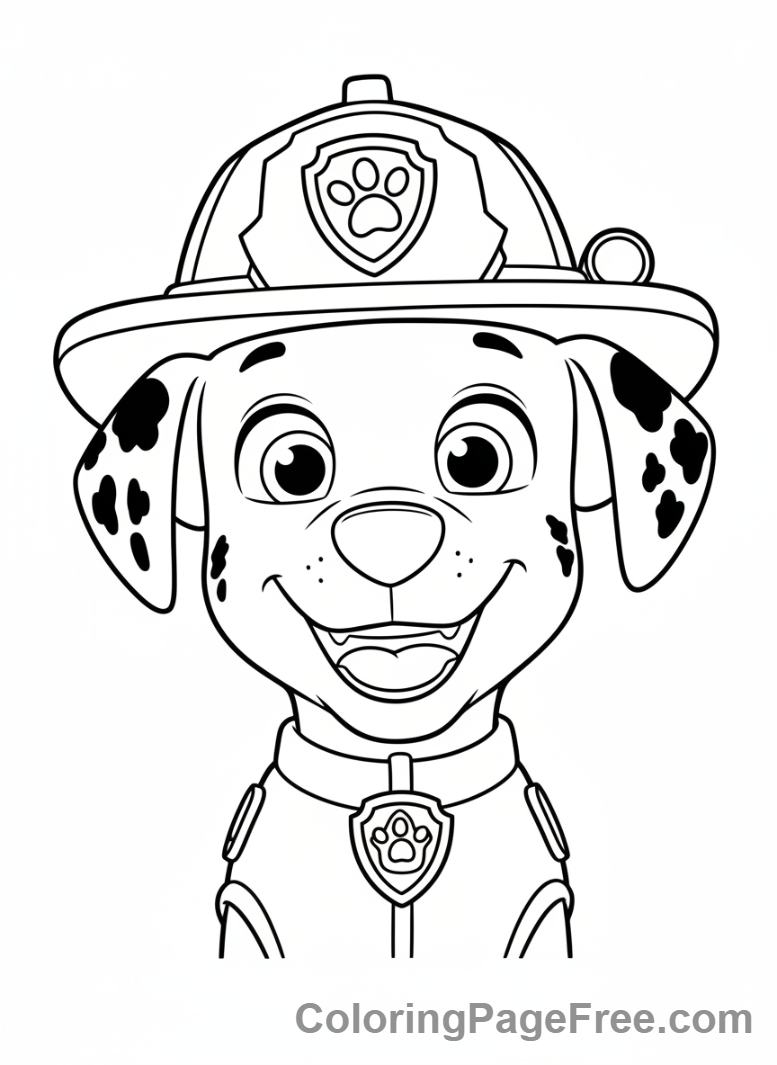 Paw Patrol coloring page - Marshall smiling happily