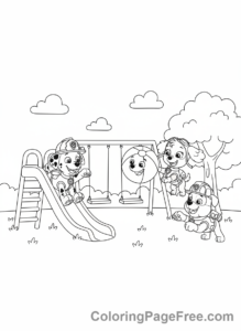 Paw Patrol coloring page - Pups playing together