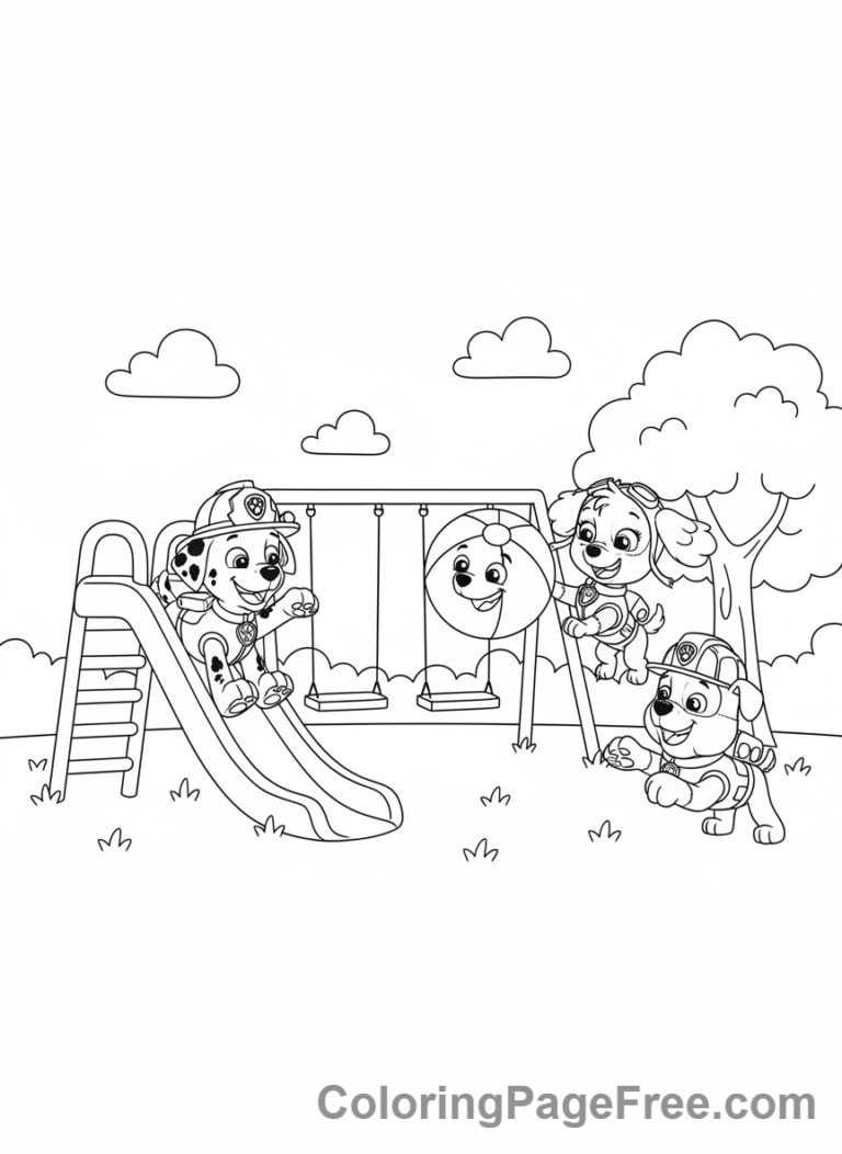 Paw Patrol coloring page - Pups playing together